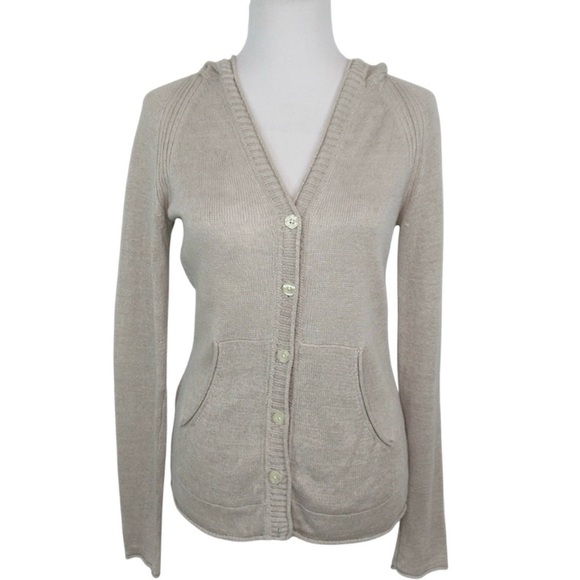 TOMMY BAHAMA Gray Lea Hooded Knit Linen Cardigan Button V-Neck Sweater Size XS - Picture 14 of 14